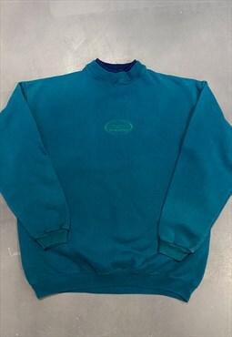 Reworked Vintage Sweatshirt in Turquoise with Oval Logo