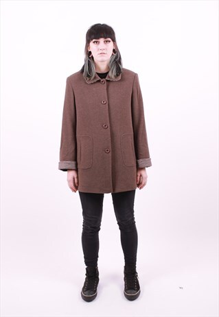 VINTAGE 80'S BROWN CUTE GRANDMA COAT EASTEX SIZE MEDIUM