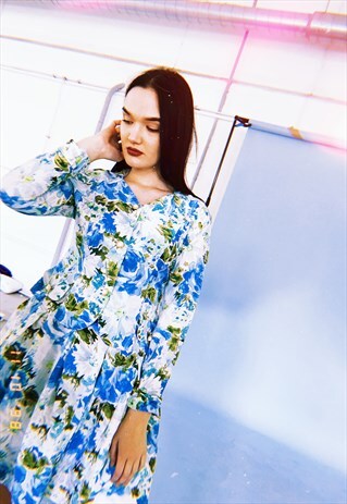 VINTAGE 80'S RETRO PARIS CHIC FLORAL PRINT CO-ORD TWO PIECE