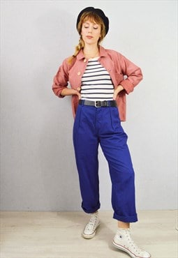 High Waisted French Work Pants Straight Leg