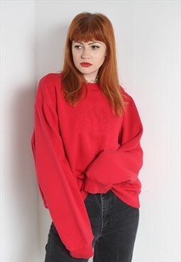 Vintage Adidas Embossed Logo Sweatshirt Red