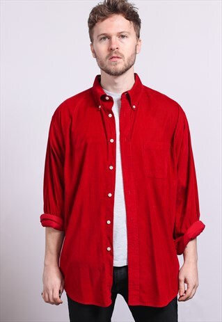 VINTAGE CORDUROY CORD SHIRT RED