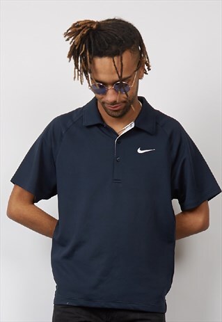 VINTAGE 90'S NIKE NAVY POLO T-SHIRT