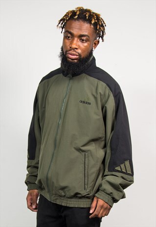 ADIDAS 90'S VINTAGE GREEN & BLACK TRACKSUIT JACKET TOP