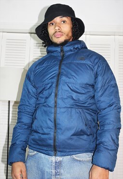 Vintage 90s Blue The North Face Fleece Lined Puffer Jacket
