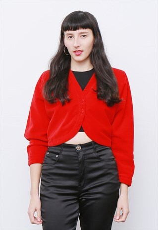 VINTAGE 80'S RED SILK VELVET JACKET