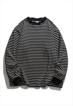 Kalodis Simple Colorblock Striped Sweatshirt