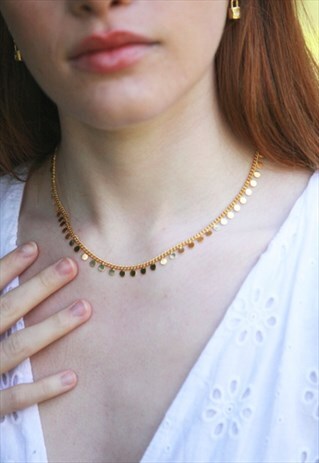 NISHA 18K GOLD DISK CHAIN NECKLACE