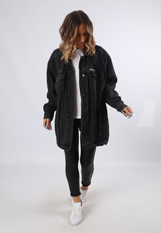 DENIM JACKET LONGLINE LONG OVERSIZED FITTED UK 20 (6BP)