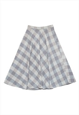 Vintage grey plaid midi skirt