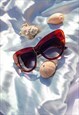 Transparent Red Exaggerated Chunky Cat Eye Sunglasses