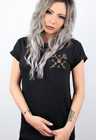 GOLDEN ROSES BLACK T-SHIRT