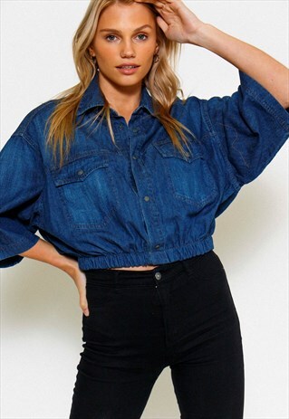 VINTAGE 90'S REWORKED DARK BLUE DENIM SHIRT