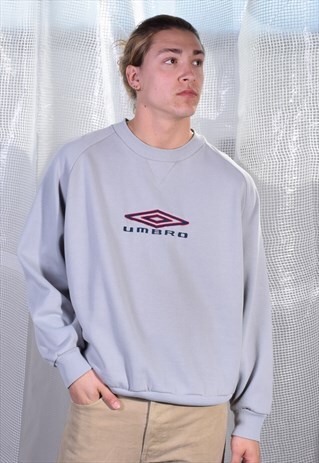 VINTAGE UMBRO GREY EMBROIDERED SWEATSHIRT