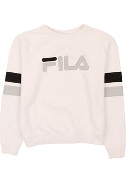 Vintage 90's Fila Sweatshirt Spellout Crew Neck White Small