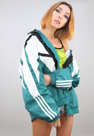 VINTAGE OVERSIZED ADIDAS WINDBREAKER FESTIVAL SHELL JACKET