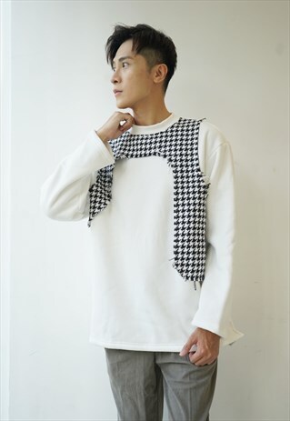MEN'S PLUS VELVET HOUNDSTOOTH TEE
