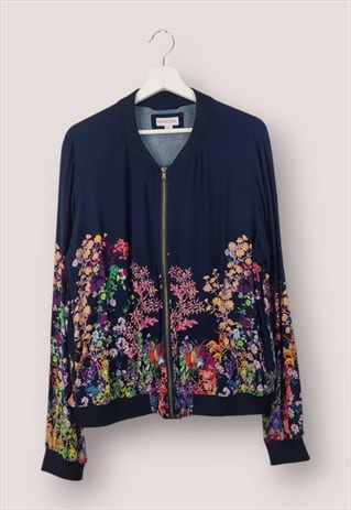 VINTAGE  JACKET FLOWERS IN BLUE XL