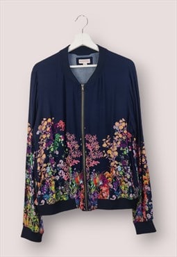 Vintage  Jacket Flowers in Blue XL
