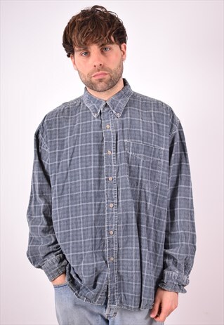 MENS VINTAGE CORDUROY SHIRT XL BLUE 90S
