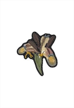 Embroidered Iris iron on patch / sew on patch