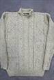 VINTAGE KNITTED JUMPER CABLE KNIT PATTERNED CHUNKY SWEATER