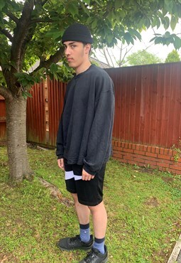 Vintage Plain Black Y2K Sweatshirt 