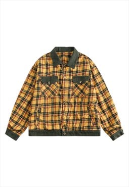 Checked varsity jacket plaid college bomber lumberjack coat 