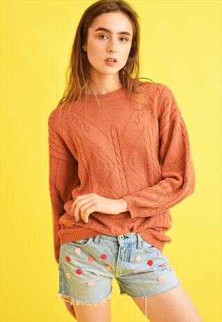 90'S RETRO ABSTRACT PATTERN OVERSIZED KNIT JUMPER TOP