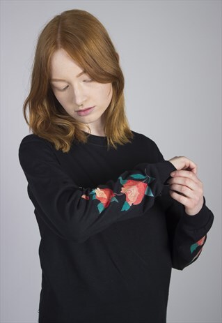 DOESN'T LAST FOREVER ROSE PRINT LONG SLEEVE IN BLACK