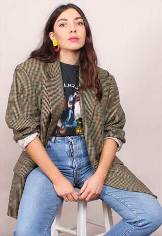 VINTAGE 80S OVERSIZED BURBERRY CHECK BLAZER JACKET