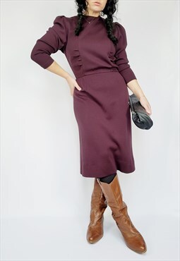 Vintage 60s purple minimalist midi dress
