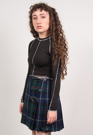 VINTAGE 90'S TARTAN PLEATED MINI SKIRT