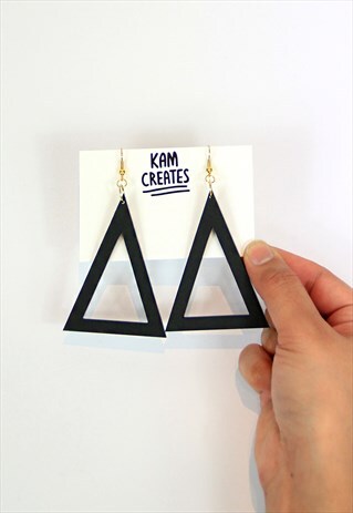 TRIANGLE STATEMENT EARRINGS IN BLACK