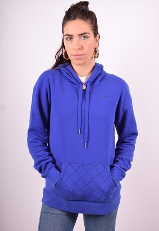 UNDER ARMOUR WOMENS VINTAGE HOODIE JUMPER SMALL BLUE 90'S