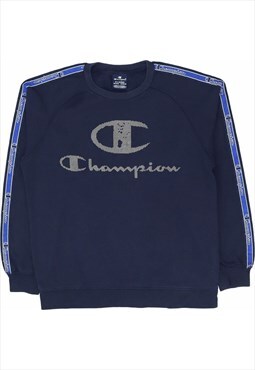 Champion 90's Spellout Crewneck Sweatshirt XLarge Blue