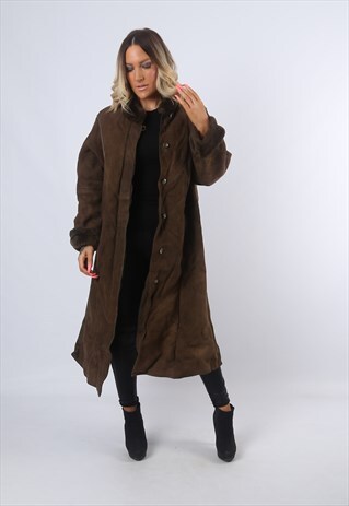 SHEEPSKIN SUEDE SHEARLING COAT LEATHER JACKET UK 18 (BJ6N)