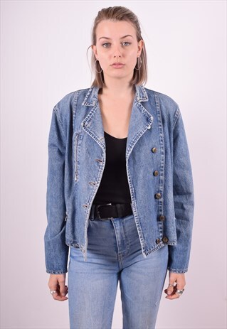 WOMENS VINTAGE DENIM JACKET XL BLUE 90'S
