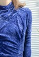 VINTAGE 80'S BLUE/PURPLE VELVET LONG SLEEVED  DRESS
