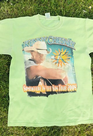 VINTAGE KENNY CHESNEY LIME GREEN SOFT CONCERT T-SHIRT