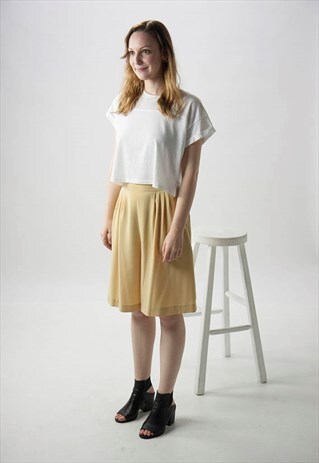LIGHT YELLOW SHORTS / HIGH WAISTED PLEATED SHORTS