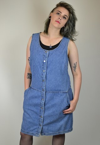 VINTAGE 90'S BUTTON DOWN PINAFORE DRESS