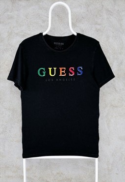 Guess T-Shirt Black Spell Out  Men's Small Slim Fit