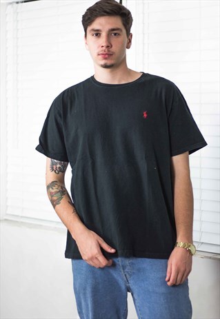 VINTAGE POLO RALPH LAUREN T-SHIRT LOGO 90S L 6.6