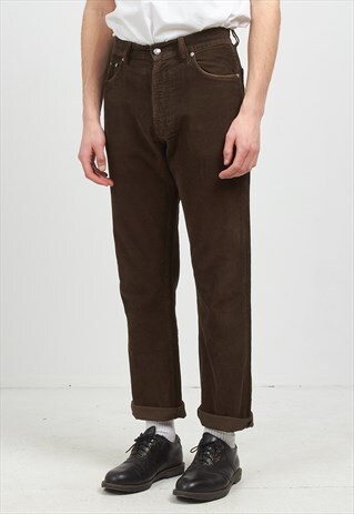 VINTAGE BROWN HUGO BOSS CORDUROY TROUSERS BOTTOMS
