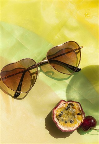 HEART WIRE FRAME SUNGLASSES BROWN