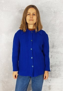 Vintage blue warm cardigan from 70's