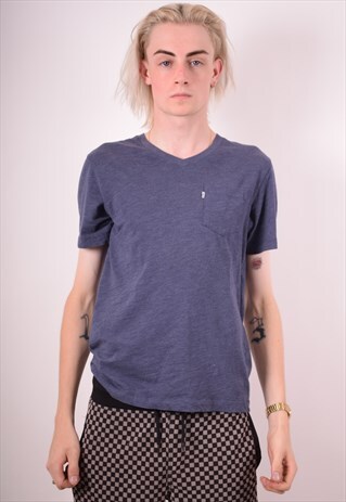 LEVI'S MENS VINTAGE T-SHIRT TOP SMALL BLUE 90S