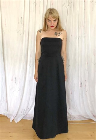 BLACK STRAPLESS MAXI EVENING DRESS