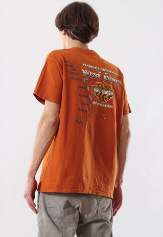 VINTAGE HARLEY DAVIDSON BARBADOS GRAPHIC TEE T SHIRT